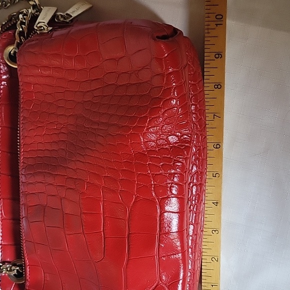 VALENTINA Elegant Red Croco- Chain Bag ,Made In Italy - Picture 9 of 12